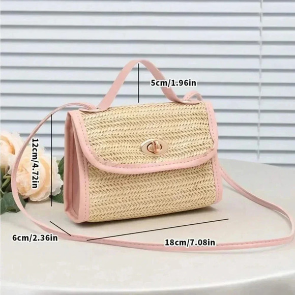 ⚠️Clearance Woven Mini Crossbody Bag Pink Apricot - Picture 3 of 5